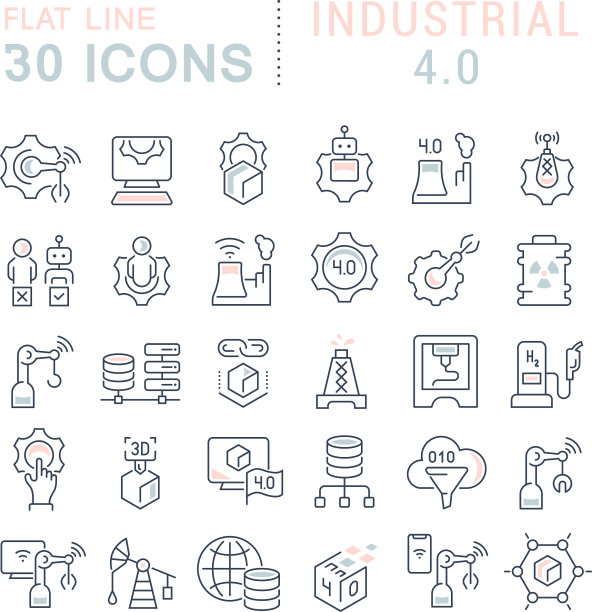 设置线条图标工业40图片下载