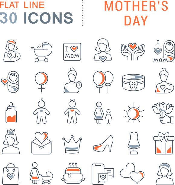 设定线条图标母亲节图片下载