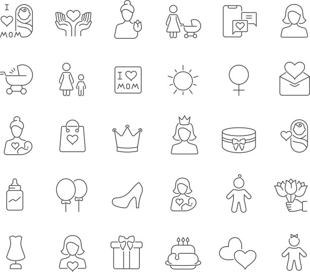 设定线条图标母亲节图片下载