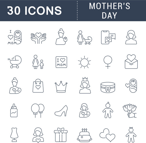 设定线条图标母亲节图片下载