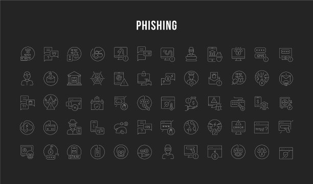 网络钓鱼线性图标合集图片下载