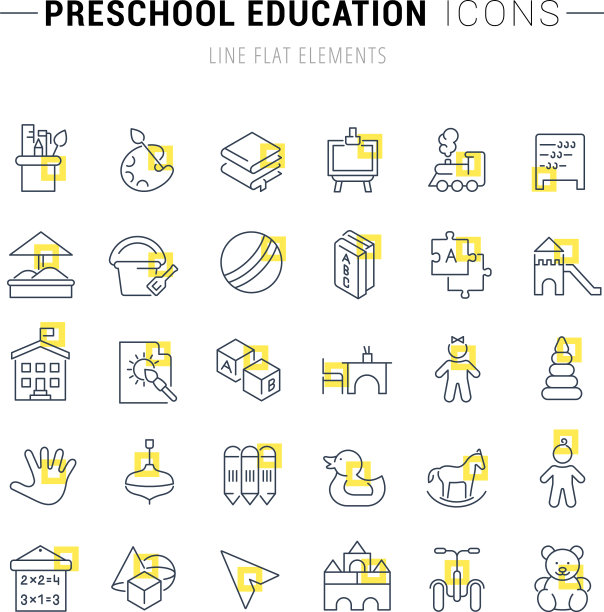 设置线条图标学前教育图片下载