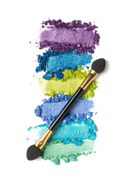 破碎明亮多色眼影作为化妆品美容产品的样品图片下载