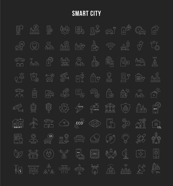 设置线条图标智慧城市图片下载
