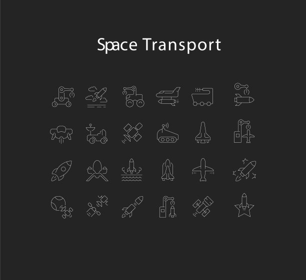 太空运输系列线性图标图片下载