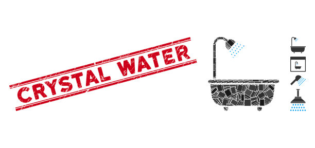 浴室淋浴马赛克和刻花水晶水图片下载