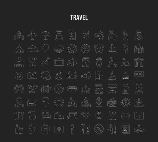 设置旅行和冒险的图标图片下载