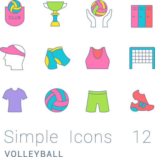 设置简单的线条图标排球图片下载