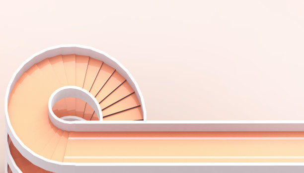 成功的创意楼梯商业概念和梯子与复制空间在橙色单调的背景- 3d渲染。最小的现代图片下载