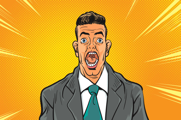 商人在恐惧中尖叫孤立在白色图片下载