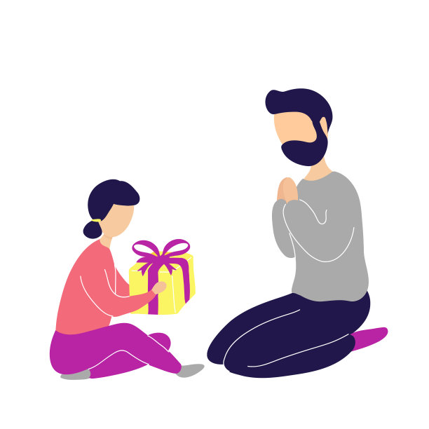 小女儿给爸爸送礼物图片下载