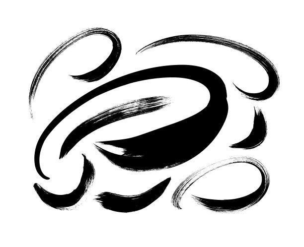 黑色画笔波浪笔触矢量集合。肮脏的曲线和波浪般的笔触。图片下载