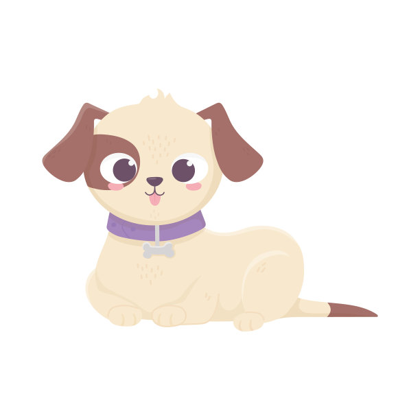 可爱的狗躺在家养卡通动物宠物图片下载