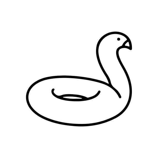 橡皮鸭救生圈草图手绘符号孤立在白色背景。图片下载