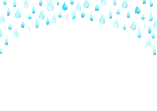 水滴框架与空白的文字。框架由雨滴、泪水构成。水彩绘画。蓝色抽象背景的阴影。图片下载