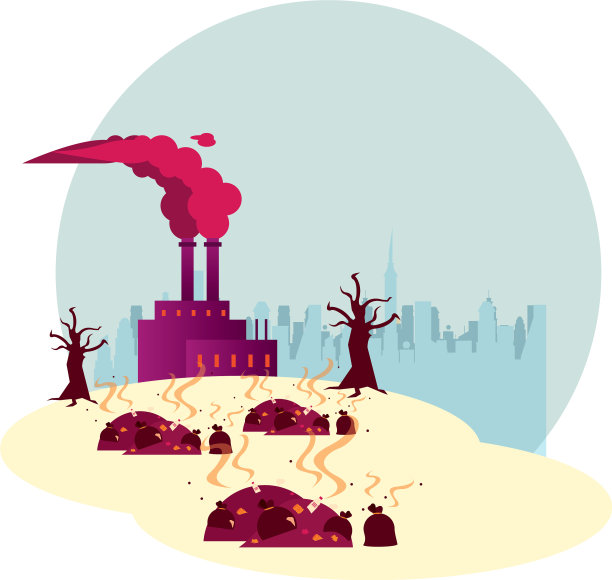 工厂有污染的烟囱和森林干燥图片下载
