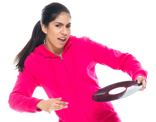 z一代女性穿着运动衫在白色背景前锻炼图片下载