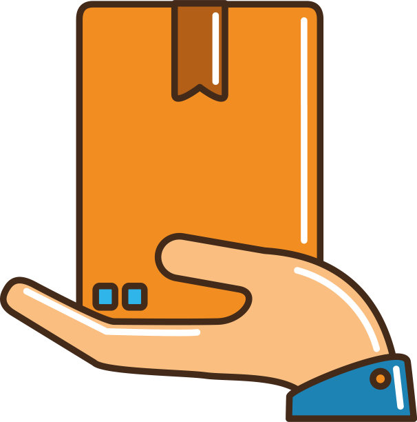 手握纸箱和货物运送线图片下载