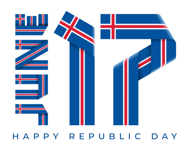 6月17日，冰岛共和国的庆祝设计，带有冰岛国旗的元素。图片下载