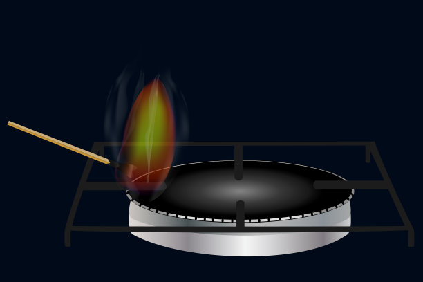 黑色背景上的厨房煤气灶图片下载