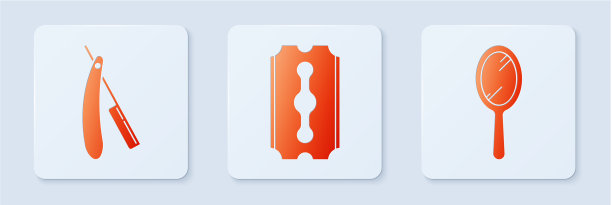 设置刀片剃须刀直剃须刀和手镜图片下载