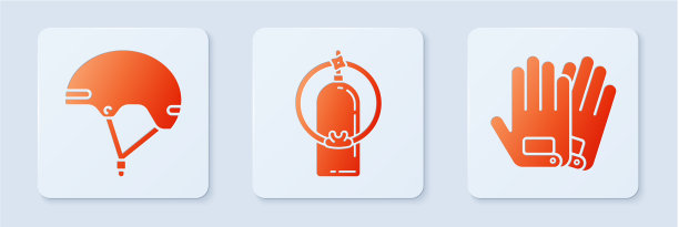 将潜水头盔和手套设置为白色方形图片下载