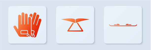 设置悬挂滑翔机手套和滑雪板白色图片下载