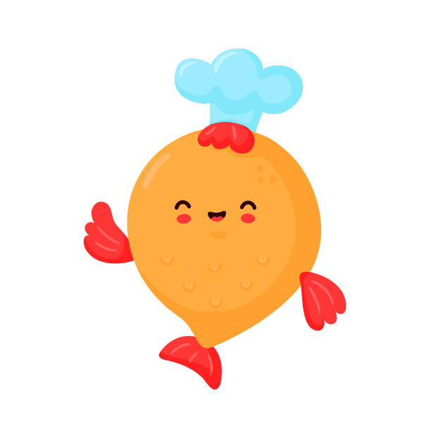 可爱的快乐的滑稽鱼在厨师的帽子图片下载