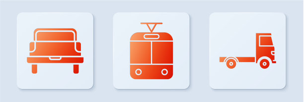 设置有轨电车和铁路皮卡和交付图片下载