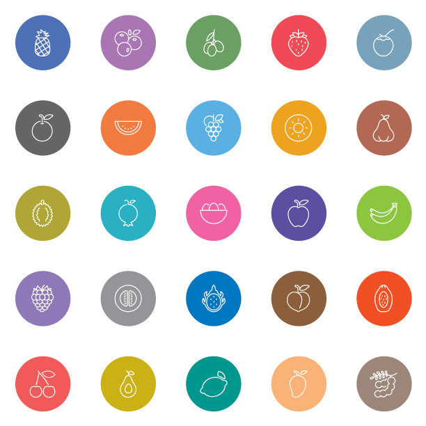 彩色水果矢量- 25个图标图片下载