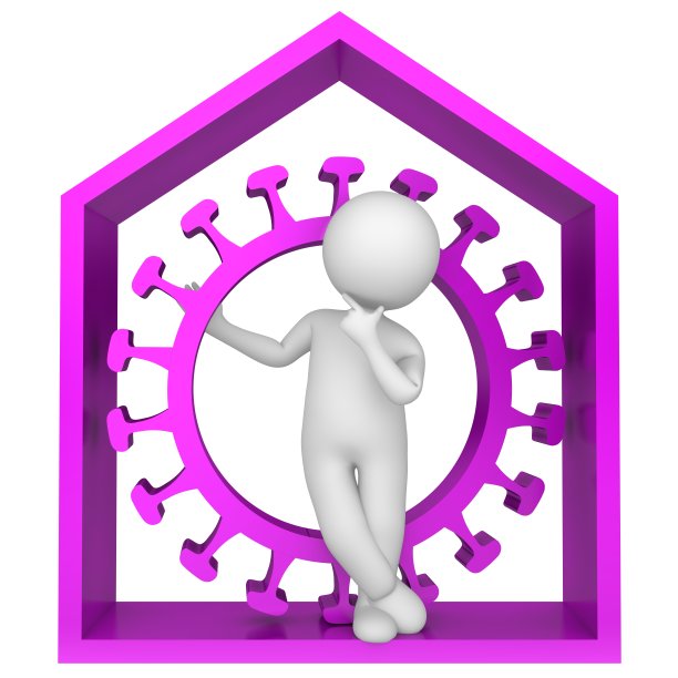 检疫标志隔离社会距离符号粉色Covid-19冠状病毒符号符号流感图标大流行流行病危机人人3d渲染图片下载