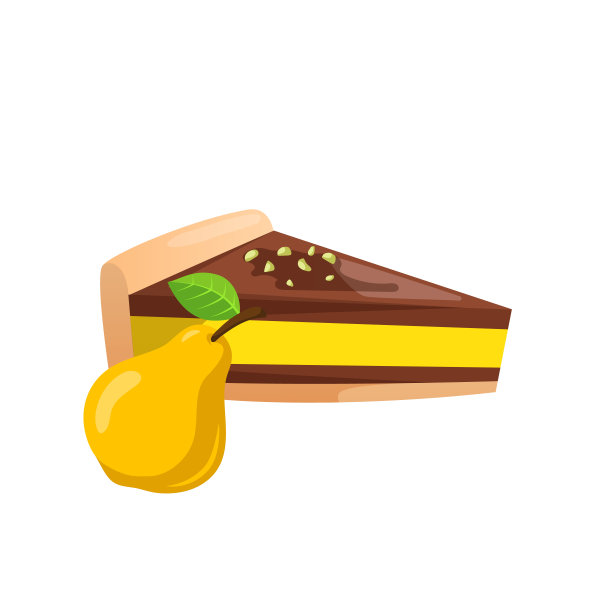 一块蛋糕和梨子孤立在白色。图片下载