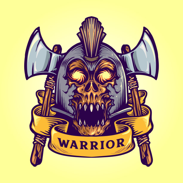 带旗帜的维京骷髅战士图片下载