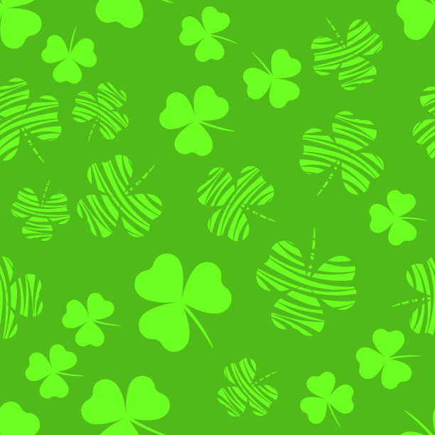 无缝模式与绿色三叶草叶子。现代背景与重复元素的包装，印刷，织物。向量图片下载
