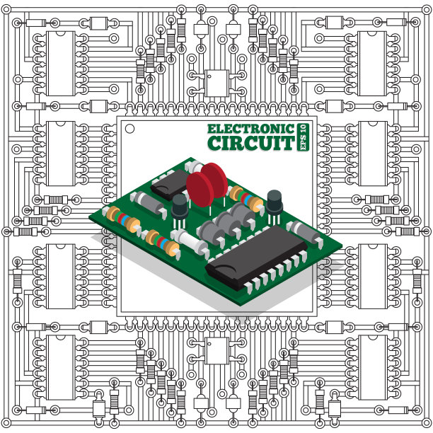 白色背景上的电子板。图片下载