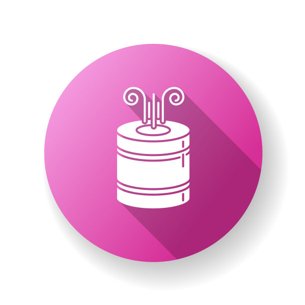 紧凑型空气过滤器紫色平面设计长阴影字形图标。房间湿度水平调节器，家用空气净化器，舒适的气候创造，家用装置。剪影RGB彩色插图图片下载