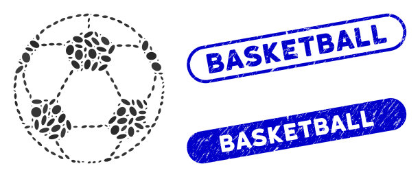 椭圆形马赛克足球与纹理篮球图片下载