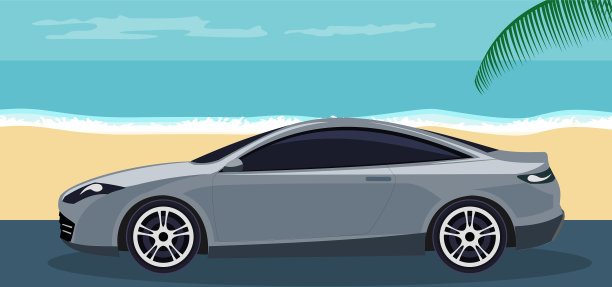 沙滩上的豪华跑车图片下载