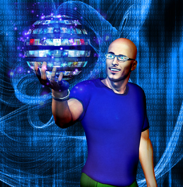 人们用二进制代码观察许多图像球体图片下载