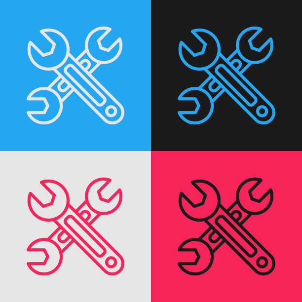 颜色线扳手图标隔离颜色图片下载