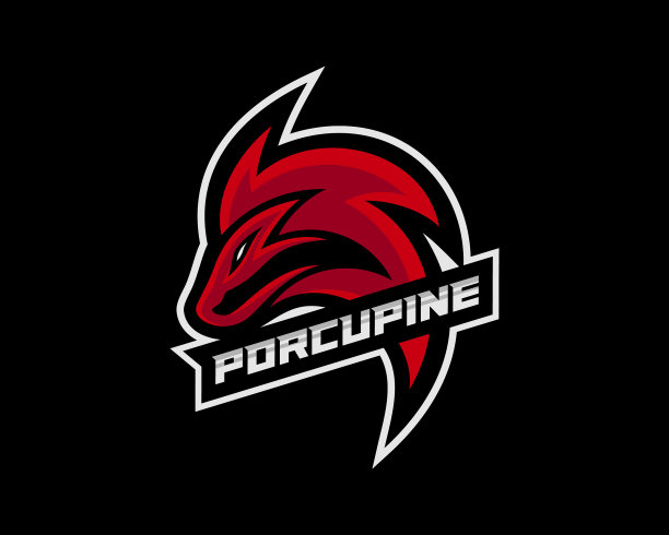 豪猪电子竞技游戏的吉祥物标志模板图片下载