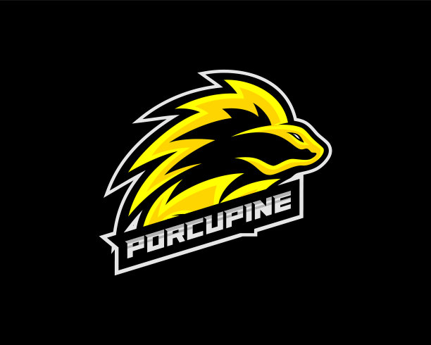 豪猪电子竞技游戏的吉祥物标志模板图片下载