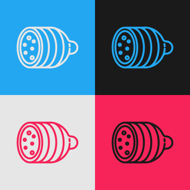 色线上分离的腊肠图标颜色图片下载