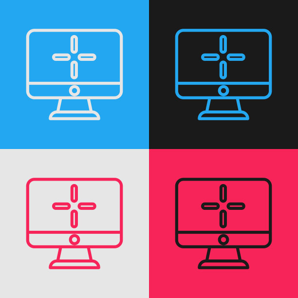 彩色线计算机显示器图标隔离彩色图片下载