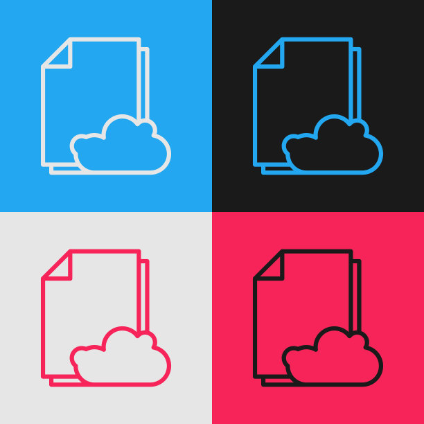 彩色线云存储文本文档图标图片下载