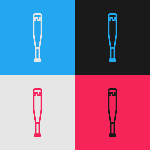 颜色线棒球棒图标隔离颜色图片下载