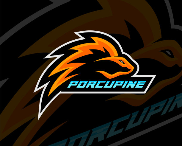 豪猪电子竞技游戏的吉祥物标志模板图片下载