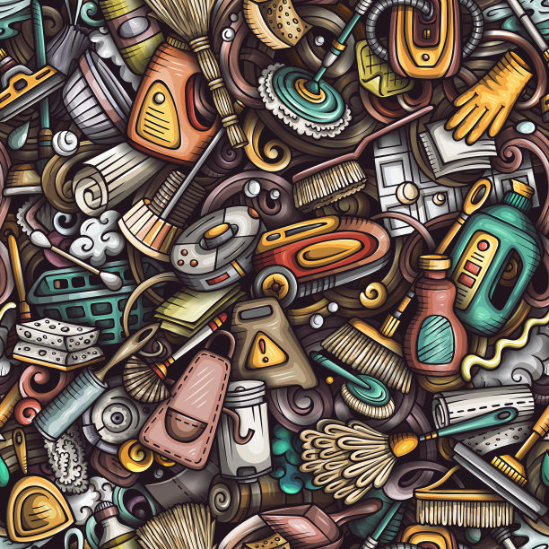 卡通可爱涂鸦手绘清洁无缝图片下载