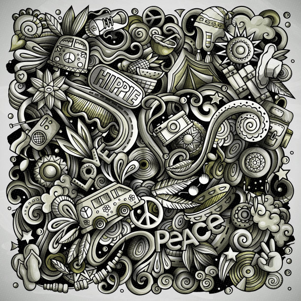 嬉皮士手绘涂鸦图片下载