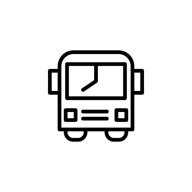 校车交通图标，教育元素细线图标图片下载